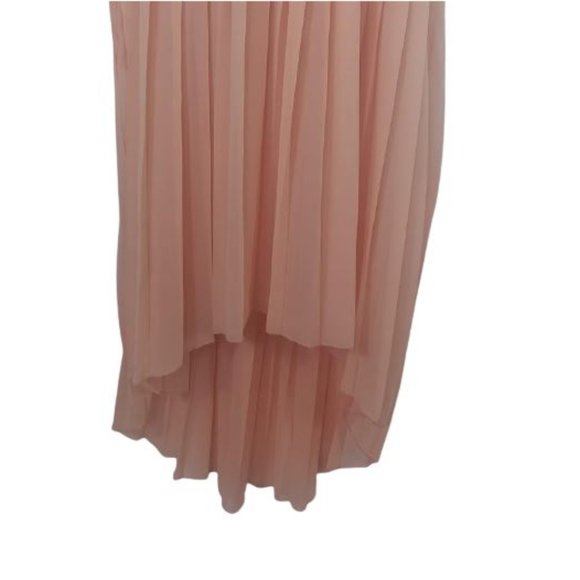 Leo Meets Virgo Grey Pink High Low Pleated Midi Dress - Picture 4 of 6